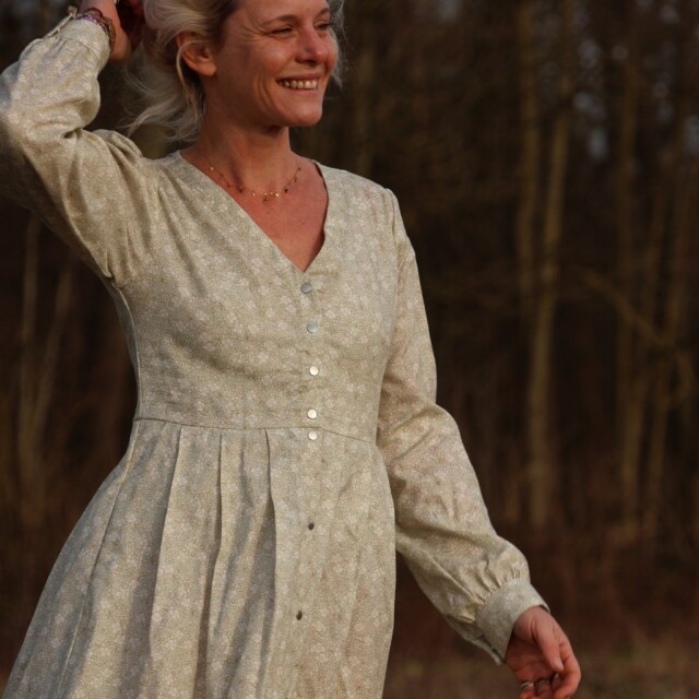 Quintessence - Robe Clémence - coton fleuri menthol