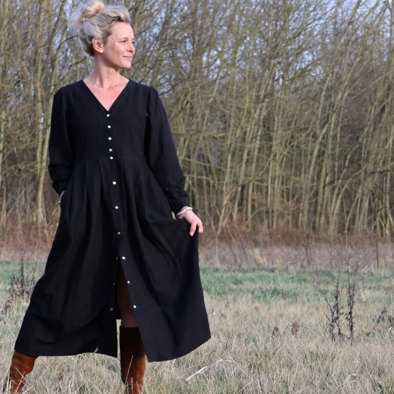 Quintessence - Robe Clémence -  viscose/lin noire