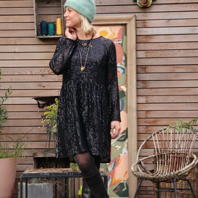Quintessence - Robe Mia courte - sequins noirs