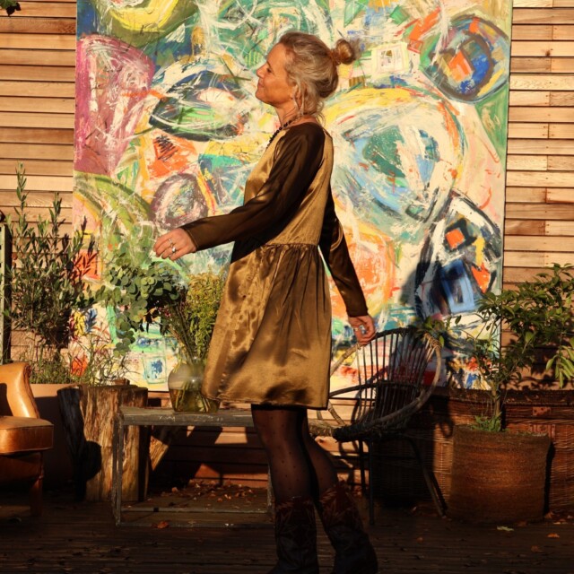 Quintessence - Robe Mia courte - viscose mordorée