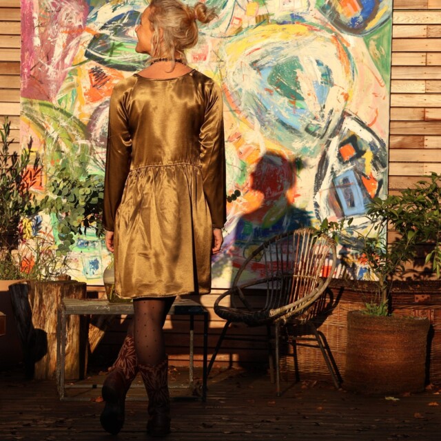 Quintessence - Robe Mia courte - viscose mordorée