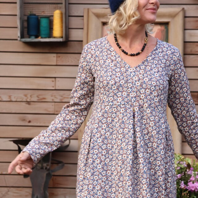 Quintessence - Robe Romane - coton texturé imprimé Mariane