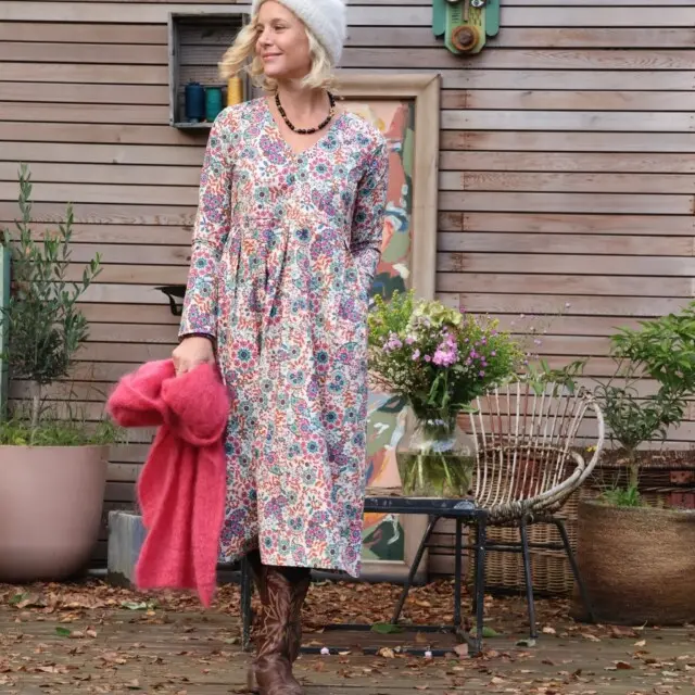 Quintessence - Robe Romane – popeline de coton giroflée