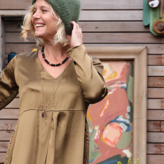 Quintessence - Robe Romane - viscose mordorée