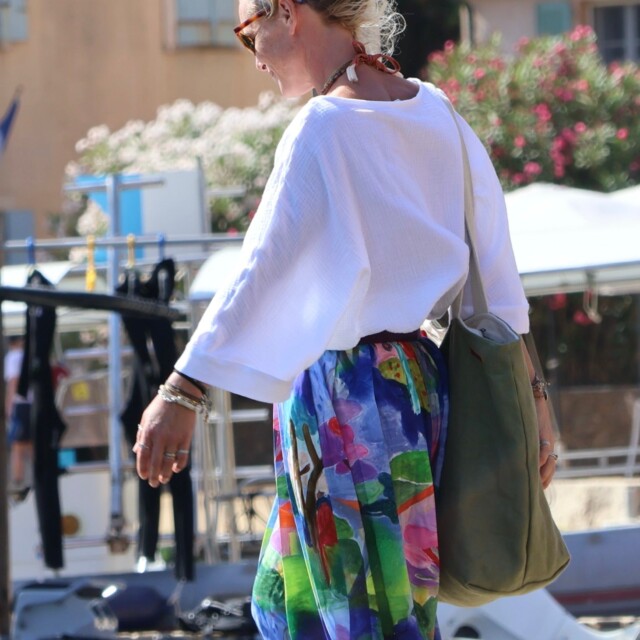 Quintessence - Sac Alfred en lin vert mousse - doublure en lin parme