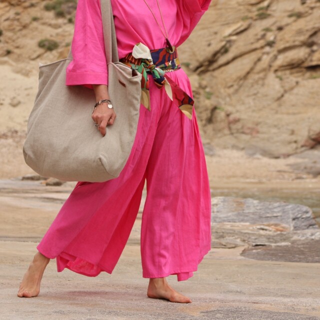 Quintessence - Sac Alfred en lin naturel - doublure en lin chamois