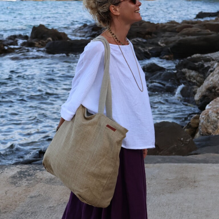 Quintessence - Sac Alfred en lin sable - doublure en lin