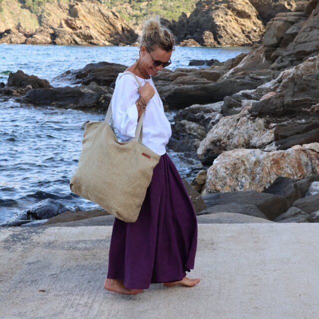 Quintessence - Sac Alfred en lin sable - doublure en lin