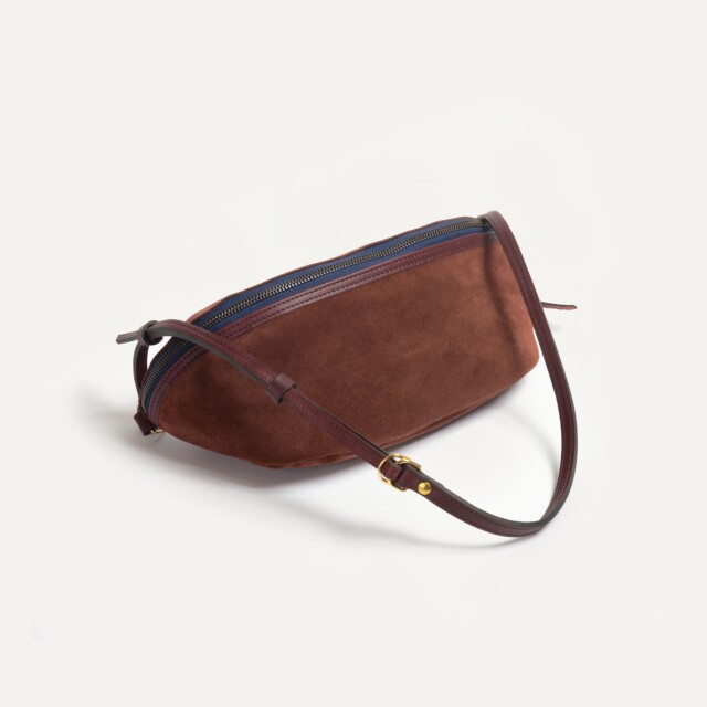 Bleu De Chauffe - Sac banane Bea / Cuir Velours - Marron Rubis