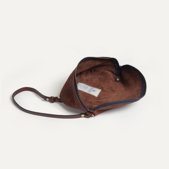 Bleu De Chauffe - Sac banane Bea / Cuir Velours - Marron Rubis