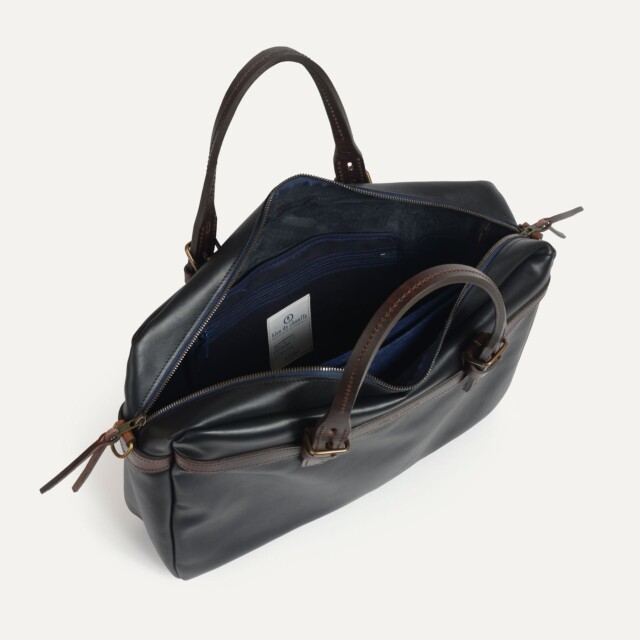 Bleu De Chauffe - Sac business Ledger liscio - Noir