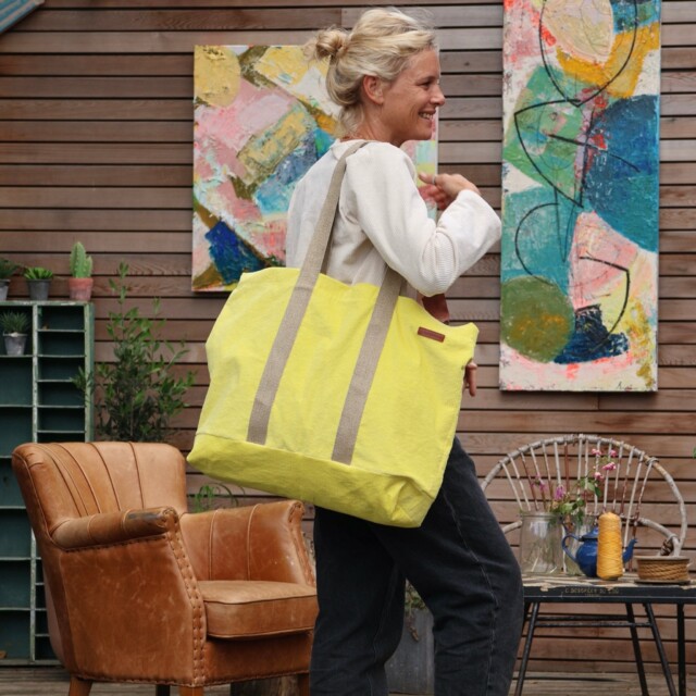 Quintessence - Sac Malo - Velours côtelé jaune vif