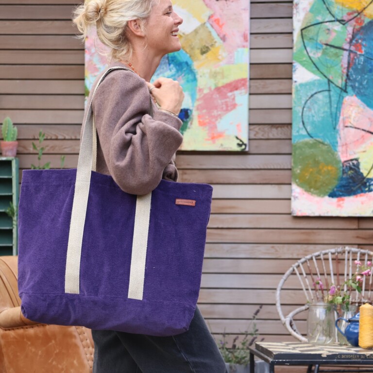 Quintessence - Sac Malo - Velours côtelé prune