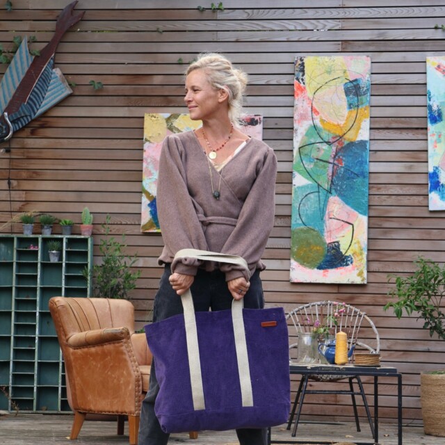 Quintessence - Sac Malo - Velours côtelé prune