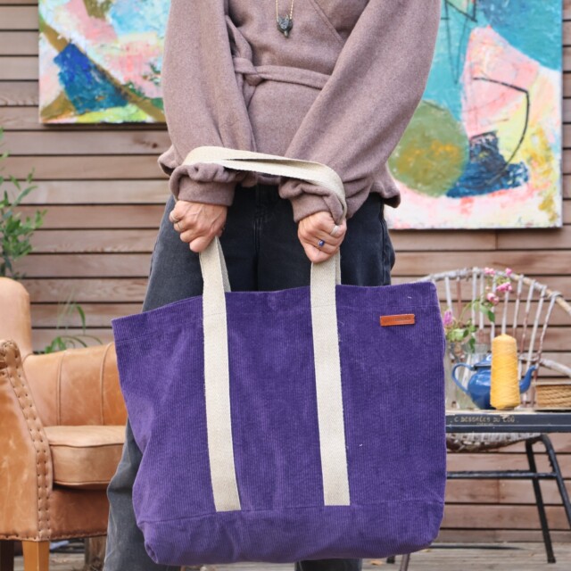 Quintessence - Sac Malo - Velours côtelé prune