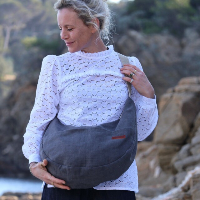 Quintessence - Sac Pia en lin gris anthracite