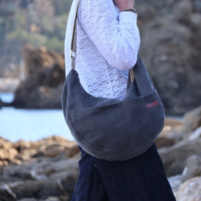 Quintessence - Sac Pia en lin gris anthracite