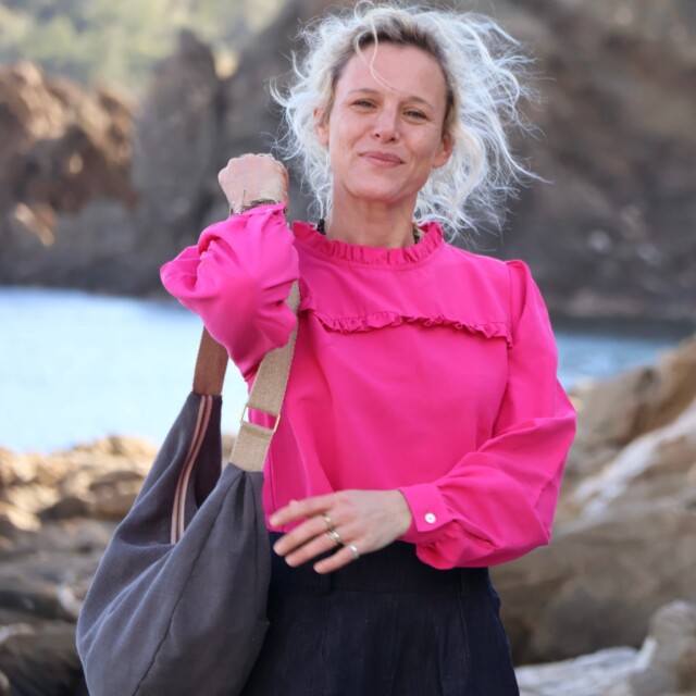 Quintessence - Sac Pia en lin gris anthracite