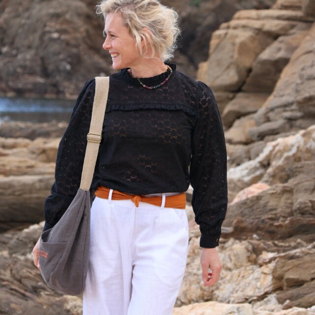 Quintessence - Sac Pia en lin gris anthracite