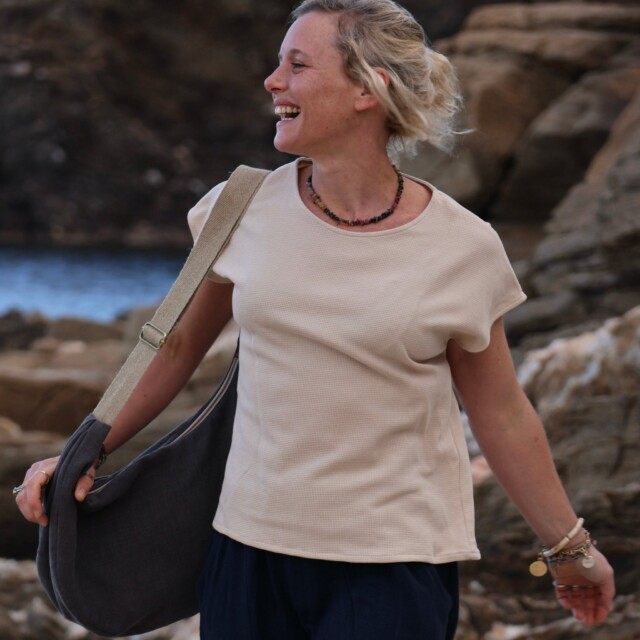 Quintessence - Sac Pia en lin gris anthracite