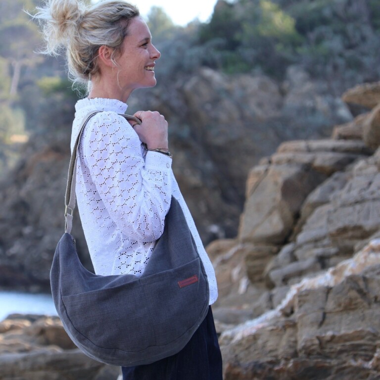 Quintessence - Sac Pia en lin gris anthracite