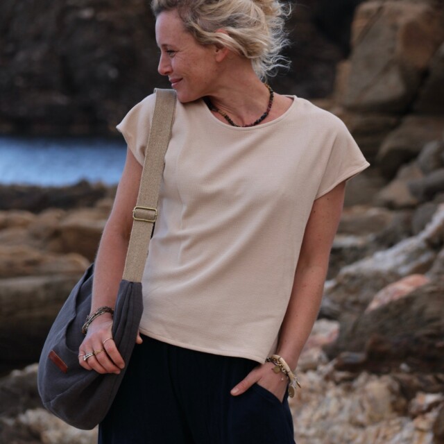 Quintessence - Sac Pia en lin gris anthracite