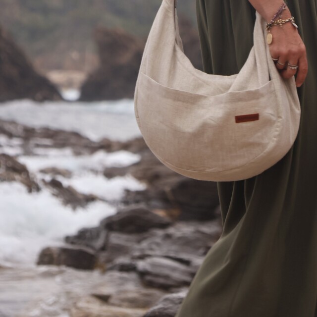 Quintessence - Sac Pia en lin naturel argent