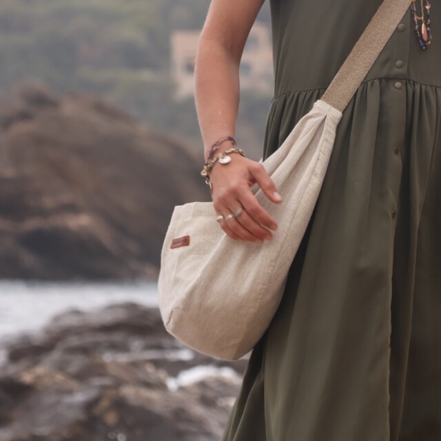 Quintessence - Sac Pia en lin naturel argent