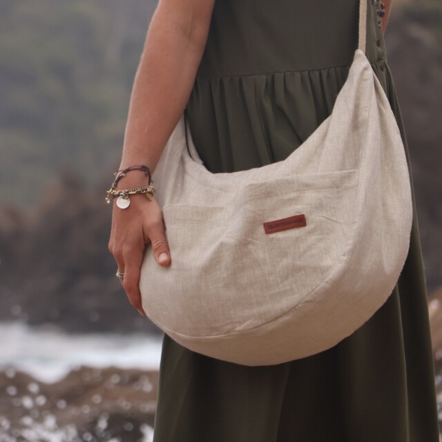 Quintessence - Sac Pia en lin naturel argent