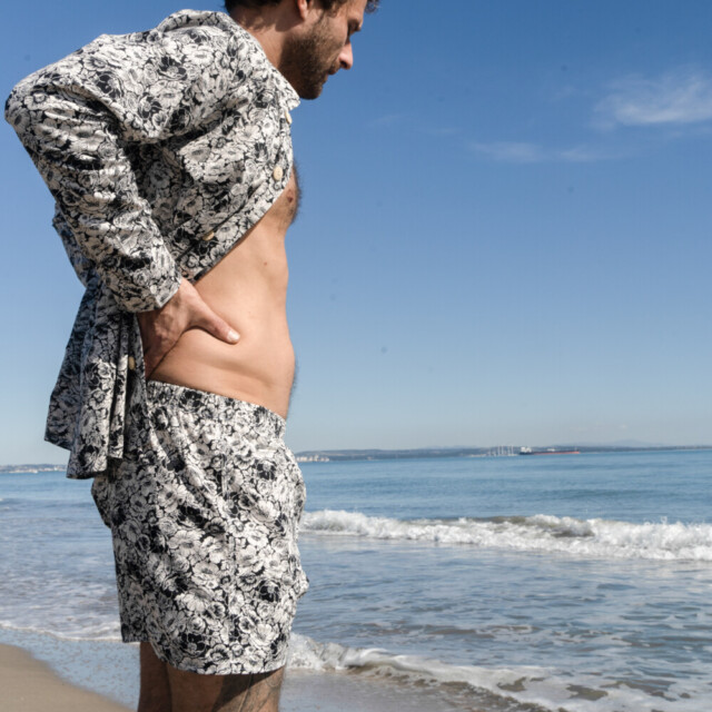 Fleurs Pois & Cie - Caleçon coupe anglaise 100% coton made in France - Noir/Beige