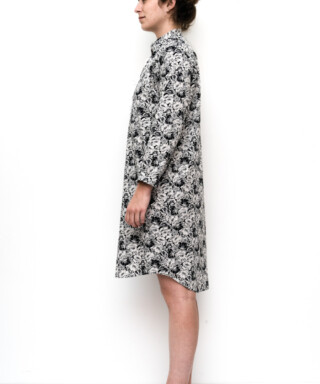 Fleurs Pois et Cie - Chemise de nuit 100% coton  Noir/Beige