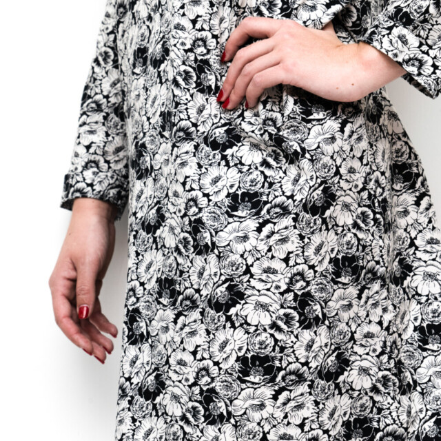 Fleurs Pois & Cie - Chemise de nuit 100% coton - Noir/Beige