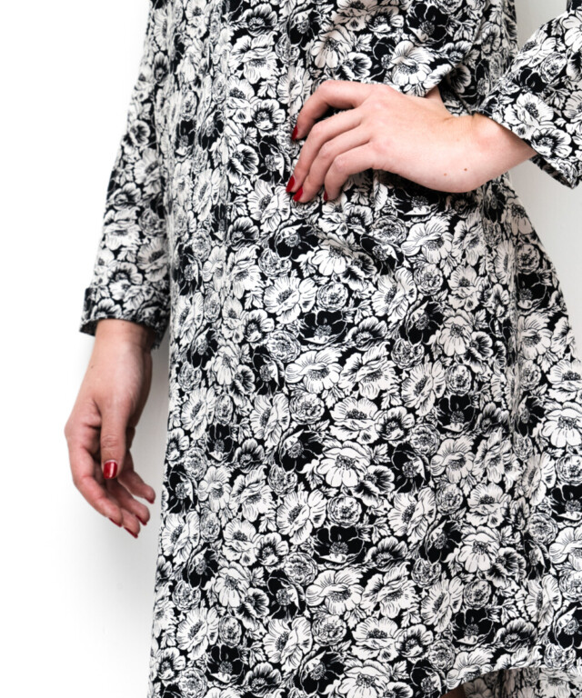 Fleurs Pois & Cie - Chemise de nuit 100% coton - Noir/Beige