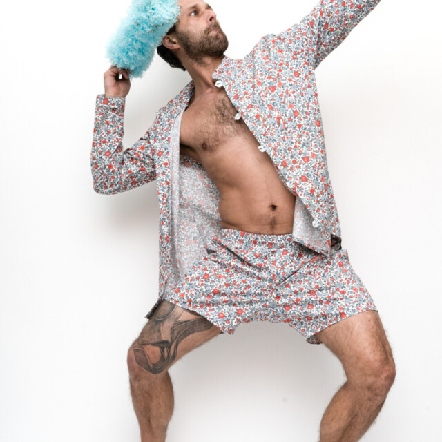 Fleurs Pois & Cie - Caleçon coupe anglaise 100% coton made in France - Rouge/Bleu/vert clair/Gris