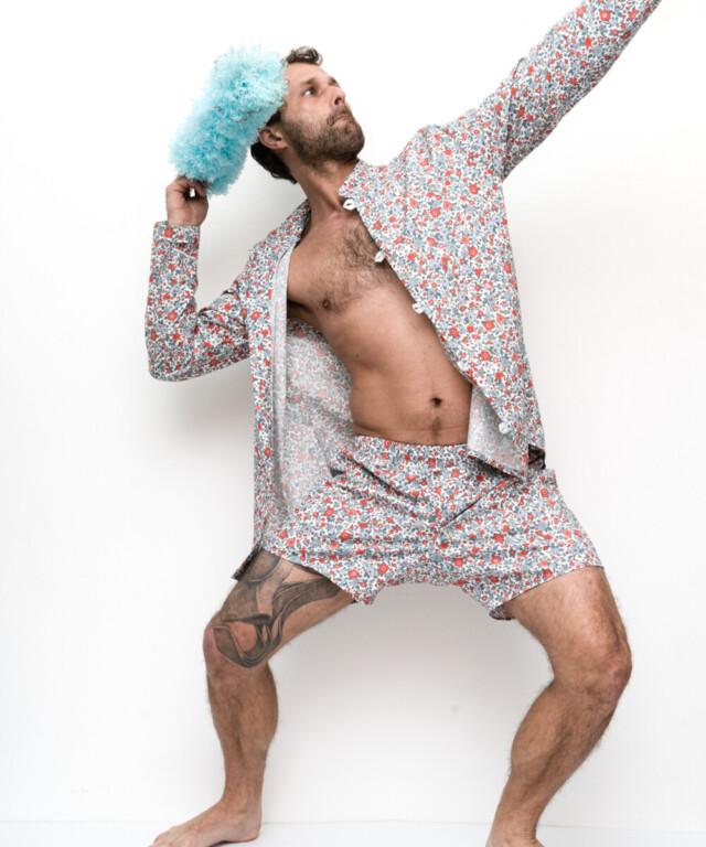 Fleurs Pois & Cie - Caleçon coupe anglaise 100% coton made in France - Rouge/Bleu/vert clair/Gris