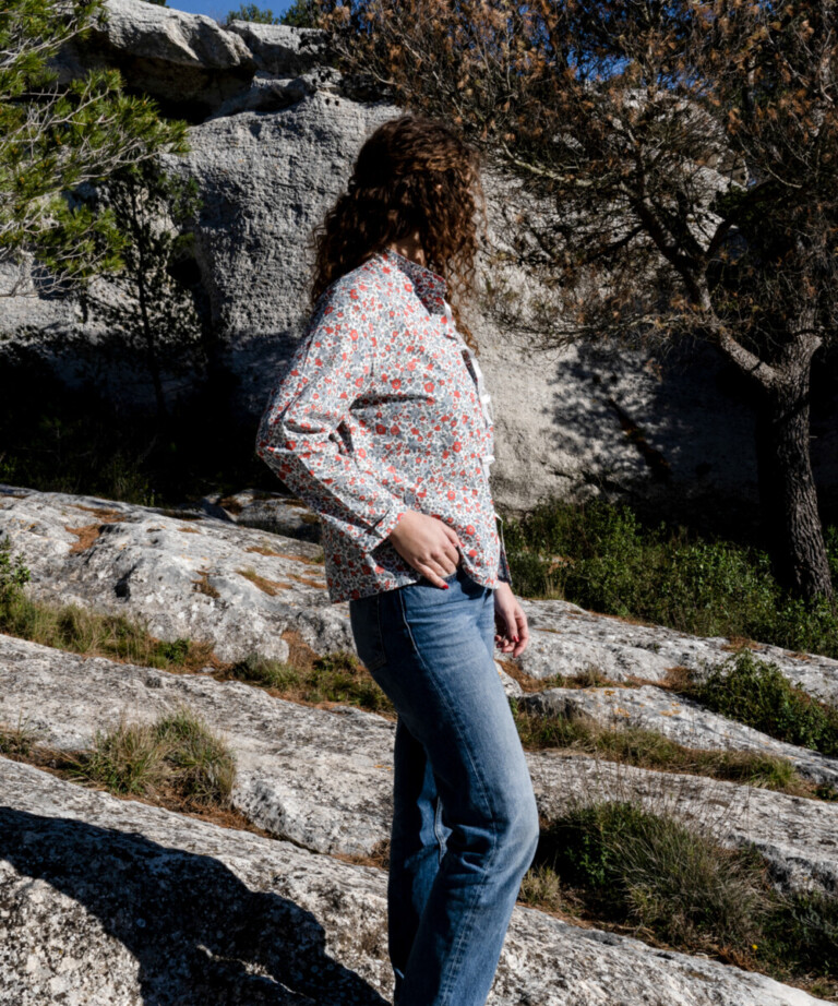 Fleurs Pois & Cie - Veste de pyjama pour femme et/ou chemisier ? - Rouge/Bleu/vert clair/Gris