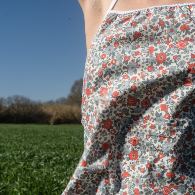 Fleurs Pois & Cie - Caraco femme 100% coton bio de fabrication française - Rouge/Bleu/vert clair/Gris