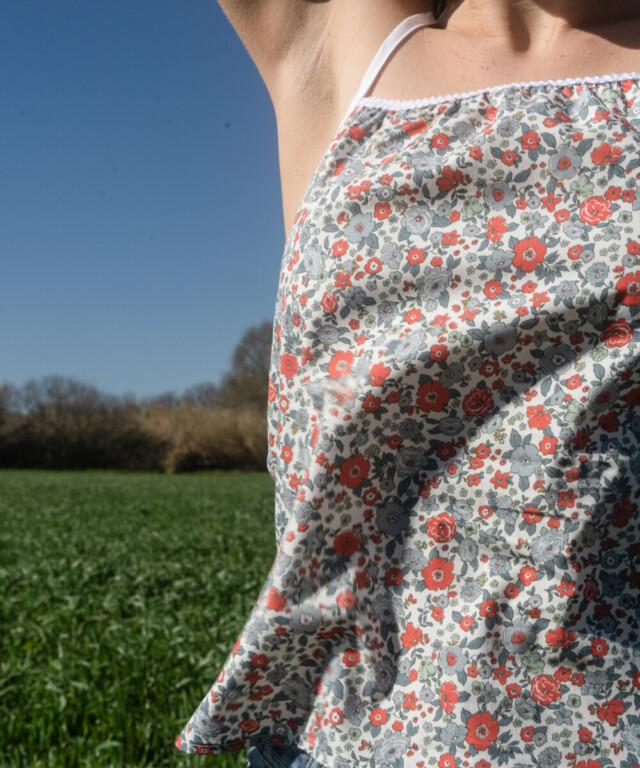 Fleurs Pois & Cie - Caraco femme 100% coton bio de fabrication française - Rouge/Bleu/vert clair/Gris