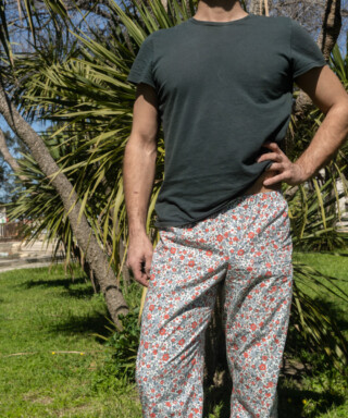 Fleurs Pois et Cie - Pantalon Pyjama homme et/ ou de ville – Rouge/Bleu/vert clair/Gris