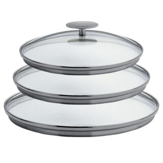 CRISTEL - Set de 3 couvercles CRISTEL Platine en verre 16, 18 et 20cm