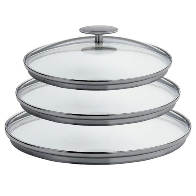 Set de 3 couvercles CRISTEL Platine en verre 16, 18 et 20cm par la marque CRISTEL CRISTEL - Set de 3 couvercles CRISTEL Platine en verre 16, 18 et 20cm