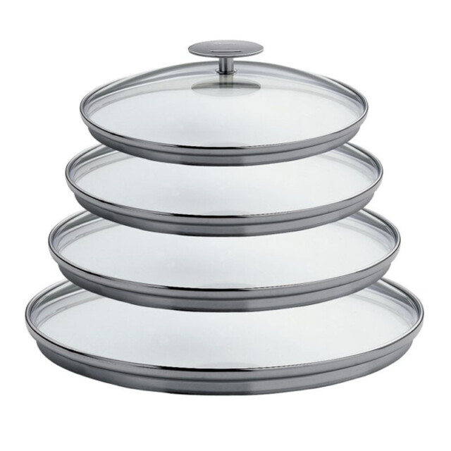 CRISTEL - Set de 4 couvercles CRISTEL Platine en verre 14, 16, 18 et 20cm