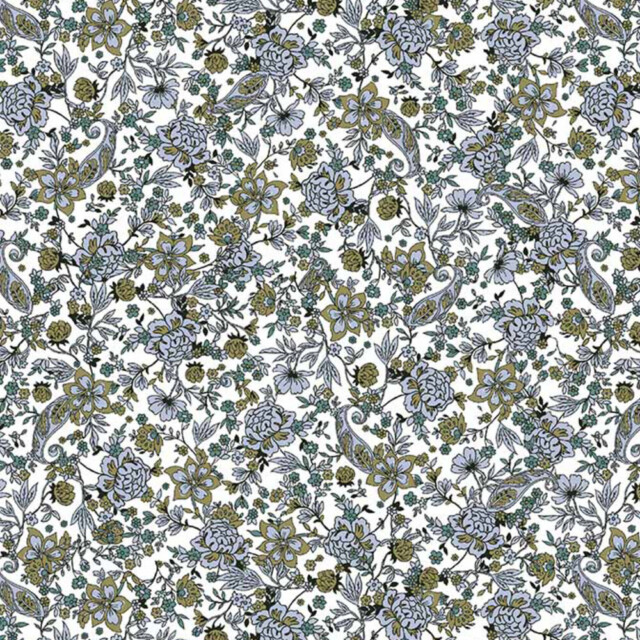 Fleurs Pois & Cie - Caraco femme 100% coton bio de fabrication française - Blanc/vert foncé/Bleu ciel