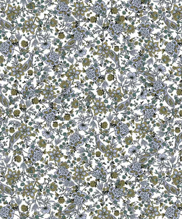 Fleurs Pois & Cie - Caraco femme 100% coton bio de fabrication française - Blanc/vert foncé/Bleu ciel
