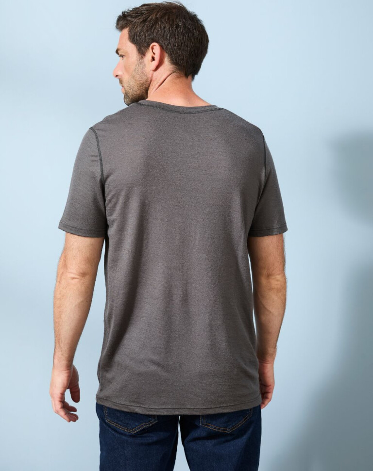 Lemahieu - T-shirt 100% Laine Mérinos - Gris - Terracotta - Homme