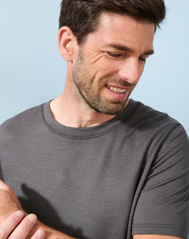 Maison Lemahieu - T-shirt 100% Laine Mérinos – Gris – Terracotta – Homme