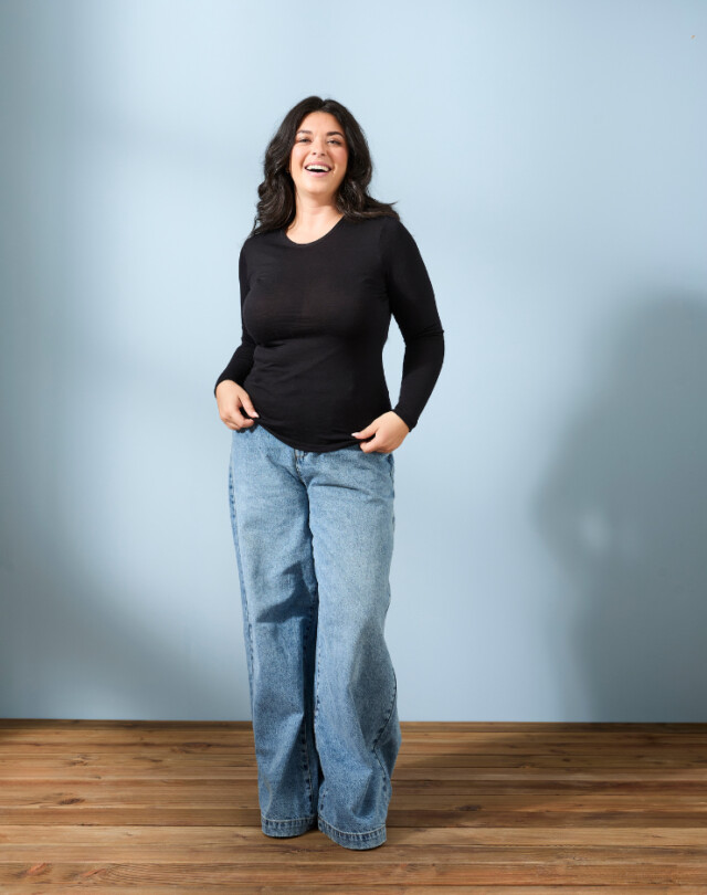 Lemahieu - T-shirt manches longues col rond Laine Mérinos - Noir - Femme