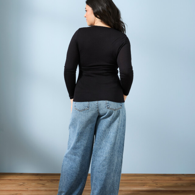 Lemahieu - T-shirt manches longues col rond Laine Mérinos - Noir - Femme