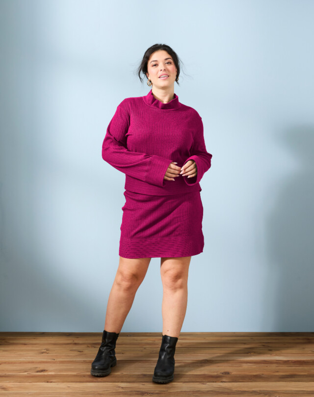 Lemahieu - Top laine et coton col montant - Camélia - Femme