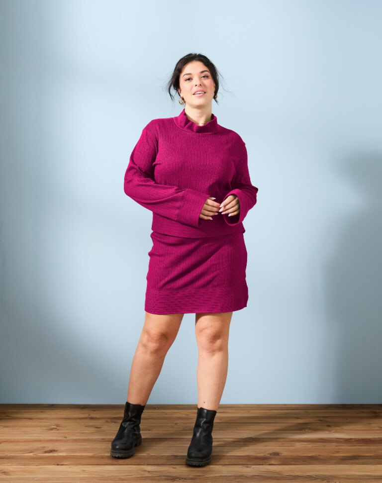 Lemahieu - Top laine et coton col montant - Camélia - Femme